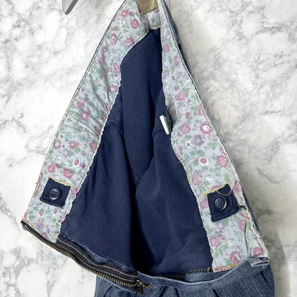 Gap Kids Pleated Y2K Dark Wash Denim Skirt Adjustable Waistband Girls 10 - Picture 7 of 9